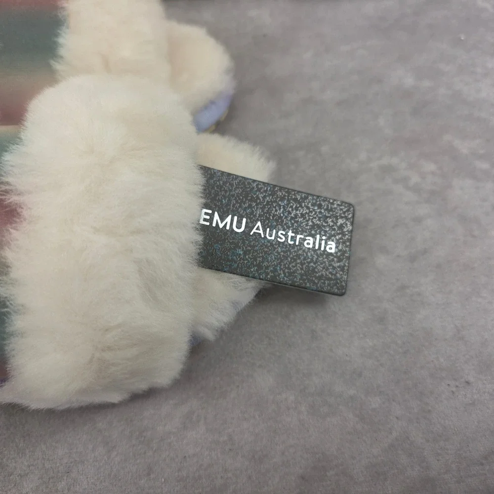 EMU Australia Wrenlette Tie-Dye Teens Kids Natural Sheepskin Slides Slippers 6